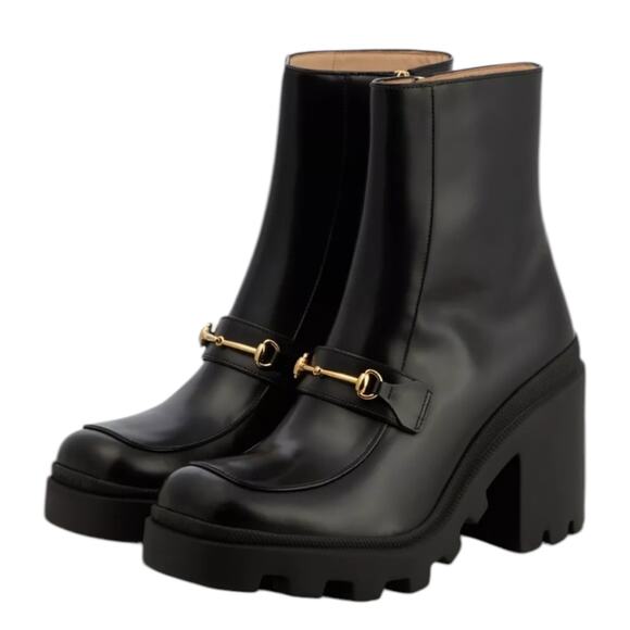 Gucci Magnum Calf Leather Horsebit Lug Sole Boots Black Size 40 - Picture 3 of 16